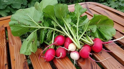 Poster - Recently harvested radishes from the garden