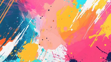 Wall Mural - Bright and bold abstract background with splashes of paint and contrasting colors