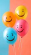 © Sea - Celebrate world laughter day. Joyful emoticon balloons. Copy space