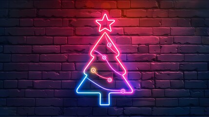 Vector realistic isolated neon sign of Christmas frame logo on the wall background.