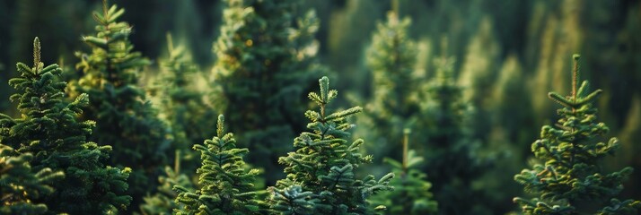 realistic photography of coniferous forest. abstract background of a northern forest