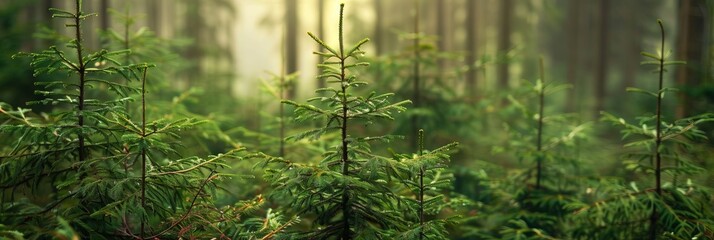realistic photography of coniferous forest. abstract background of a northern forest