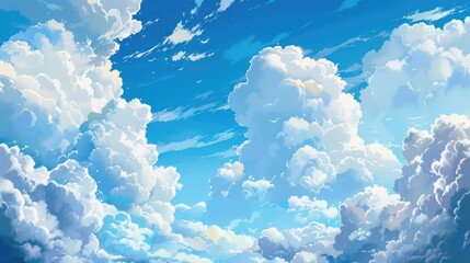 Wall Mural - Sky adorned with fluffy white clouds