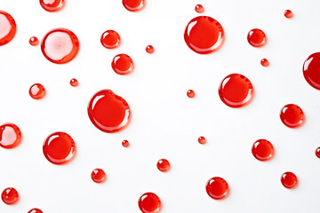 Sticker - Red liquid drops on white background