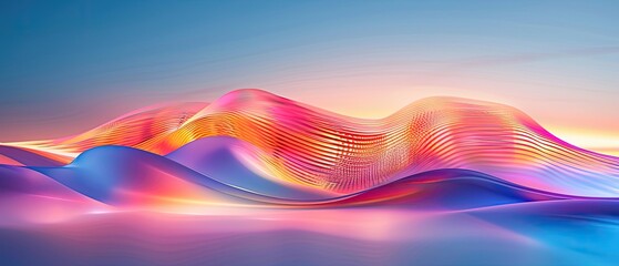 Wall Mural - vibrant abstract landscape featuring colorful waves and light effects, depicting a mesmerizing and s