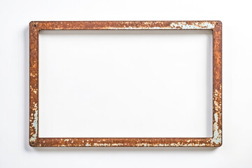 Wall Mural - Rusty Metal Frame Isolated on White Background