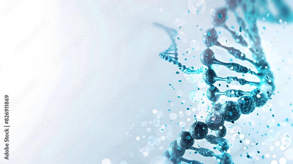 Abstract Background - A blue DNA double helix on a light background ...