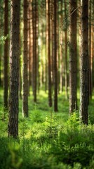 realistic photography of coniferous forest. abstract background of a northern forest