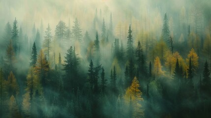 realistic photography of coniferous forest. abstract background of a northern forest