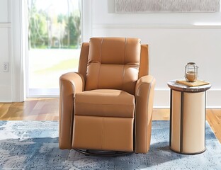 electric recliner chair with an armrest and side table in a living room