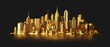© marco - gold world cityscape, minimalist Illustration isolated on a black background