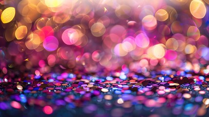 Canvas Print - Colorful confetti in front of colorful background with bokeh for carnival