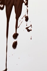 Wall Mural - chocolate melting and dripping on a white background
