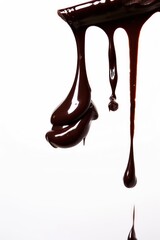 Wall Mural - chocolate melting and dripping on a white background
