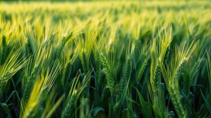 Canvas Print - Field of green wheat crops landscape