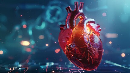 human heart anatomy on scientific background. 3d illustration.
