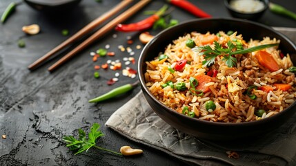 Wall Mural - Delicious fried rice with copy space area for text