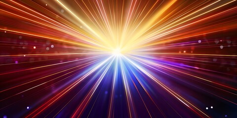 Wall Mural - Colorful light streaks radiating from a central bright light source.
