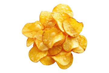 Homemade potato chips isolated on white background