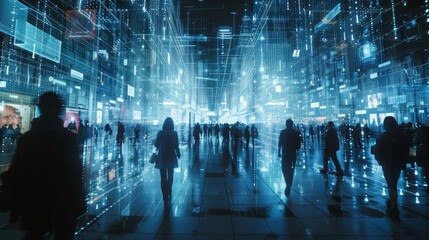 Wall Mural - Cinematic global network images as people
