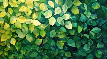 Texture of green foliage leaves palette