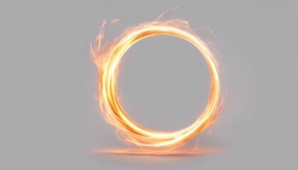 Dynamic flame ring on a gray background, representing energy and power. Perfect for concepts of mysticism, magic, or elemental forces.