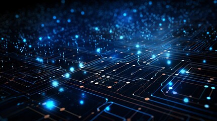 Wall Mural - dynamic digital connections: global communication tech with data visualization and circuit board con