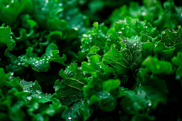 Poster - A lush green plant with droplets of water on its leaves