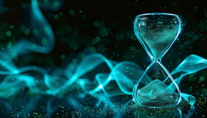 Wall Mural - a blue and white image of a sand timer with a blue background by ai generated image