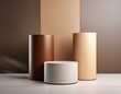 © mockup background - Product Showcase: Cream Cube and Brown Cylinder Stage