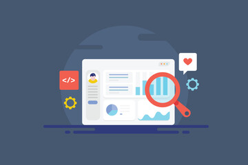 Poster - data visualization, kpi analytics report on dashboard display financial and business information int