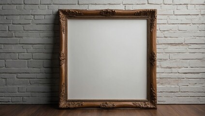 Poster - Blank wood frame mockup interior background