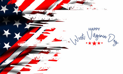 Wall Mural - Happy West Virginia Day Text With Usa Flag Background Design