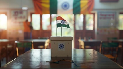 Realistic background of voting ballot box in india.