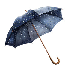 Wall Mural - A black umbrella with a wooden handle