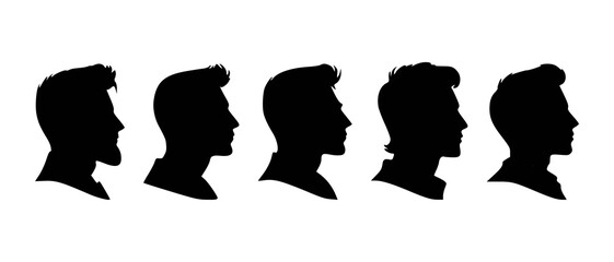 Wall Mural - Man side view profile silhouette black filled vector Illustration icon