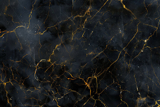 A dark marble texture with golden veins, showcasing the luxurious and natural essence of black marble with shimmering gold accents. Created with Ai
