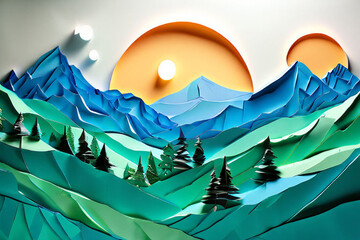 Poster - landscape with mountains