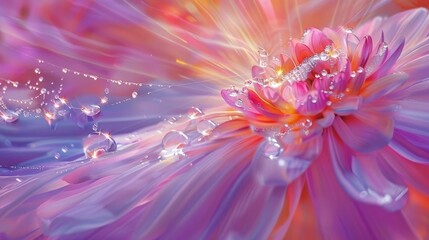 Wall Mural -  A close-up of a flower with drops of water on its petals