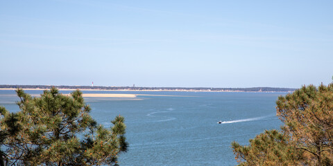 Wall Mural - Banc d'Arguin island and Altlantic Ocean see from corniche top of the Dune of Pyla