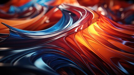 Canvas Print - Abstract background with 3D spiral lines, chaotic, and glossy elements.