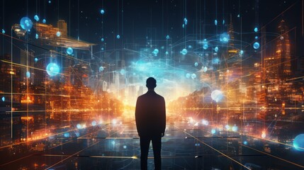 Wall Mural - big data technology and data science illustration