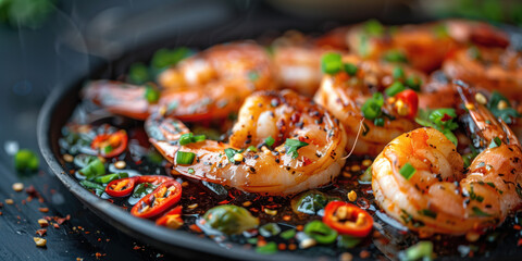 Wall Mural - Close-up of a prepared seafood dish