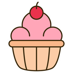 Sticker - cupcake with cherry