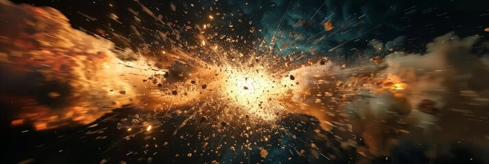 orange explosion in space on dark background