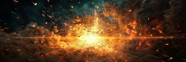 orange explosion in space on dark background