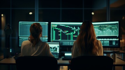 Experienced programmers discussing creative website planning project on monitor in office