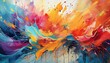 © Aliakbar - abstract watercolor background,A dynamic of a canvas texture with bold colorful splashes of paint,