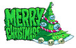 © INTROVERTIKAL - a christmas tree with greeting merry christmas text