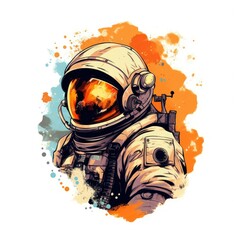 art illustration astronaut in outer space